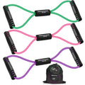Resistance Bands with Handles, Figure 8 Fitness Bands, Exercise Bands Set - color: Green, Pink, Purple, size: 3pcs