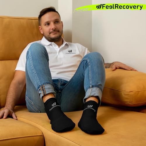 Ice Pack Socks for Feet Coolers - Reusable Hot&Cold Therapy Socks w/Compression Straps - Cold Gel Pack for Neuropathy, Foot Pain, Plantar Fasciitis & Sprains (Black, S/M) - size: S/M, style: Black