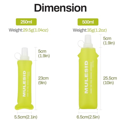 Soft Flask Running Bottles Collapsible Water Bottle Foldable for Traveling Running Vest Collapse Hydration TPU 250ml 500ml for Runner (500ml/-1pcs) - color: 500ml-1pcs