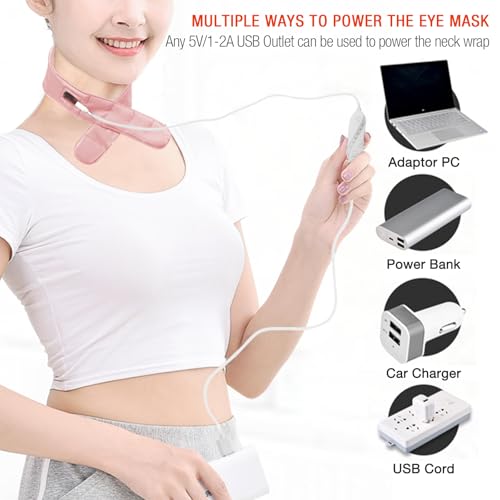 Neck Heating Pad, ARRIS Small Portable Heated Neck Wrap with Adjustable Time and Temperature Control, USB Powered Neck Pain Relief, Stiffness Relief or Postoperative Recovery Pink - color: Pink