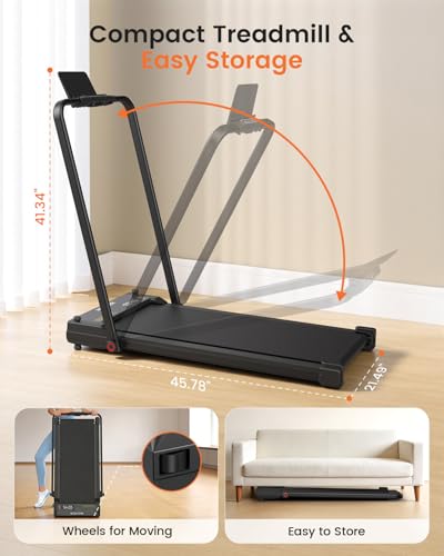 ANCHEER Walking Pad with Incline - Under Desk Treadmill with Handle Bar - color: Obsidian Black