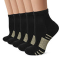 Iseasoo Ankle Compression Socks for Women Men, 5 Pairs Copper Running Socks - color: A01-5 Black, size: Large-X-Large