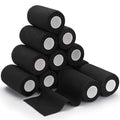 TOBWOLF 12PCS Self Adherent Bandage, 4" x5yd Cohesive Elastic Bandage Wrap - color: Black