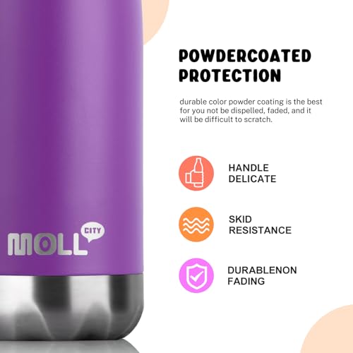 Kids Water Bottle for School,9 oz Stainless Steel,Leak Proof (Purple) - color: Purple, size: 9 Ounces