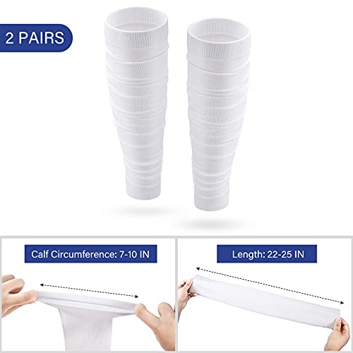 Kasyat 2 Pairs Football Leg Sleeve Scrunch Socks Men Women - color: White
