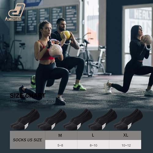 Amutost Womens No Show Socks Anti-Slip Cushioned Breathable 5-10Pairs - color: 5 Pairs Black, size: 8-10