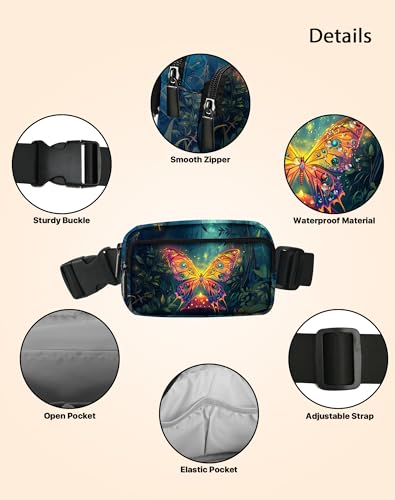 Butterfly Fanny Pack Fashion Belt Bag Lightweight Waist Pouch with Adjustable Strap Mini Crossbody Bags for Women Travel Sports Running - color: Red