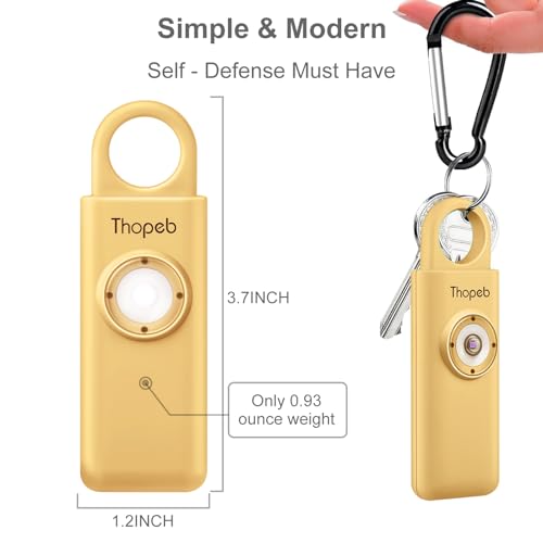 Thopeb Personal Safety Alarm for Women – Superior Loud Siren & SOS Strobe - color: Metallic Gold