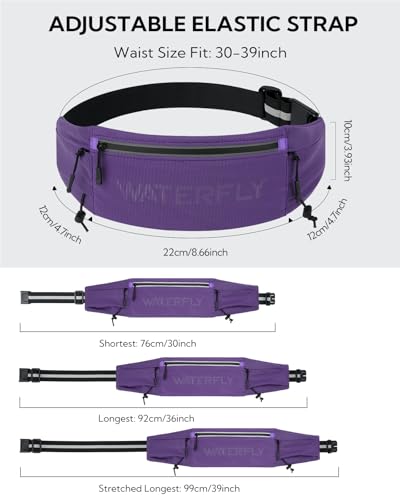 WATERFLY Running Belt Fanny Pack, Runner Race Belt with Bib Clip Purple - color: Purple