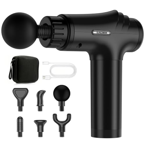 Massage Gun, 30 Speeds, 6 Heads, Quiet Deep Tissue Muscle Massager - color: Black