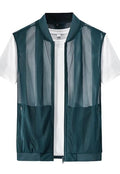 Flygo Men's Summer Casual Lightweight Breathable Mesh Cycling Travel Zip Vest - color: 02 Blue, size: Small