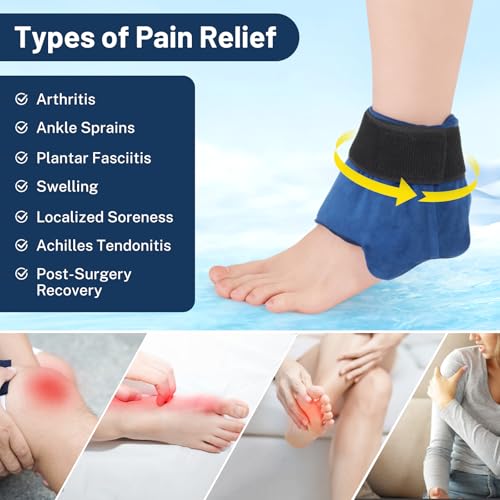 Adjustable Ankle Ice Pack Wrap for Sprained Relief, Ice Pack for Ankle Inuries Reusable, Cold Therapy for Ankles Swelling, Plantar Fasciitis, Achilles,tendonitis, and Swelling Feet,Microwaveable