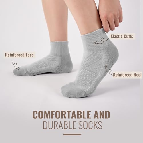 Ankle Socks Women White Black, 6/12 Pairs Running Quarter Socks - color: Light Gray, size: 8-11