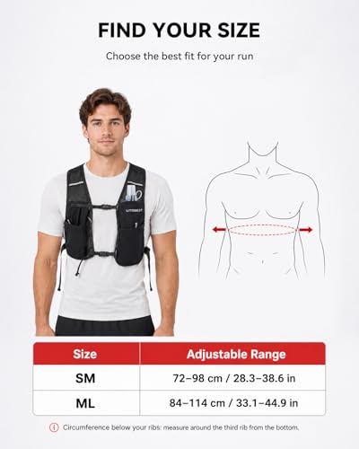 UTOBEST Minimalist Running Hydration Vest with 500ml Soft Flask,Lite M3 - size: ML(33.1"-44.9")