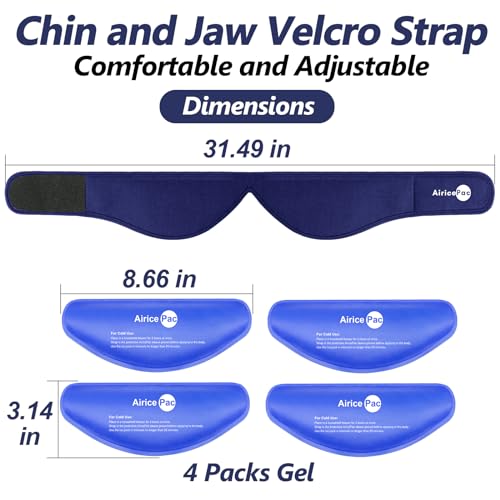 AiricePac Wisdom Teeth Ice Pack Head Wrap, Face Ice Pack for Jaw Oral Surgery Pain Relief for TMJ, Teeth Removed, 4 Cold Therapy Gel Packs Reusable, Blue - style: FACE ICE PACK