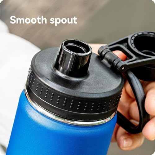 Spout Lid for Thermoflask, Takeya, Simple Modern 12-64oz Wide Mouth Bottle - color: Blue+Black