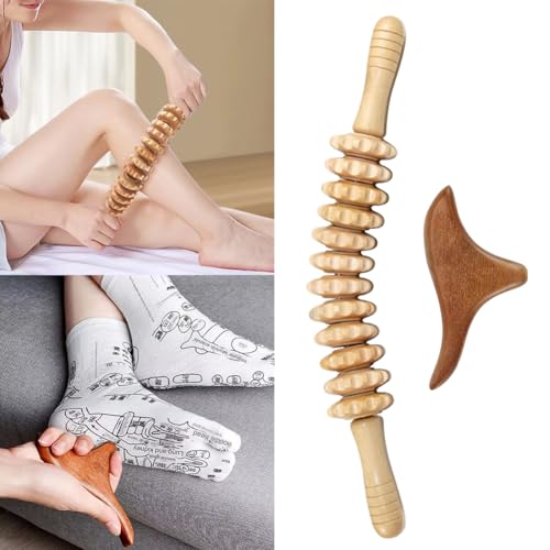 2pcs Wood Massage Roller,Manual Wooden Fascia Massage Tool
