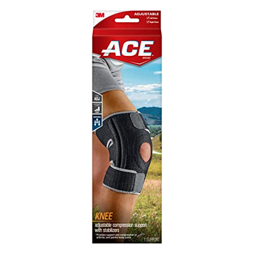 ACE Brand Adjustable Knee Brace with Side Stabilizers Provides Support & Compression to Arthritic and Painful Knee Joints (Pack of 2) - size: Adjustable (Pack of 2)
