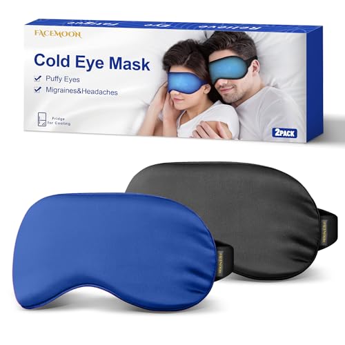 Cold Eye Mask - Cooling Eye Mask for Puffy Eyes, Cold Compress for Dark Circles, Tired Eyes, Headache, Migraines Relief - Reusable Gel Ice Pack, Weighted Sleep Mask((Black,Blue) - color: Black Blue