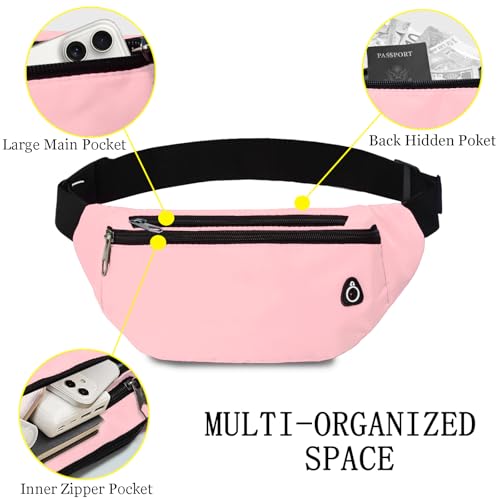 Fanny Pack for Women Men,Crossbody Water Resistant Sports Waist Bag Pack - color: 1pack-pink