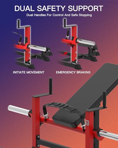 HVO Hip Thrust Machine, Adjustable Glute Bridge Machine, Plate Loaded - color: Red