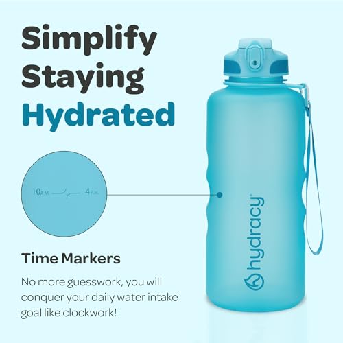 Hydracy 2L Large Water Bottle, Shatterproof, BPA Free Tritan Plastic, Leakproof, Zero Condensation, With Detachable Carry Strap, Spillproof Lid, Convenient Silicon Spout, Ideal for Gym, Yoga - color: Aqua Blue, size: 64 oz