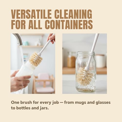 Bottle Brush Cleaner,Long Plastic Handle,Soft Bristle&Non-Scratch,Cleans and Scrubs Hard to Reach Coffee Cups,Mason,Thermos,Glass Bottle,Beer Bottles,Wine Bottles,Baby Bottle,Mugs - size: 1 Pack - Long Handle Brush