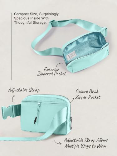 ODODOS Unisex Mini Belt Bag with Adjustable Strap Small Fanny Pack for Workout Running Traveling Hiking, Icing Blue - color: Icing Blue