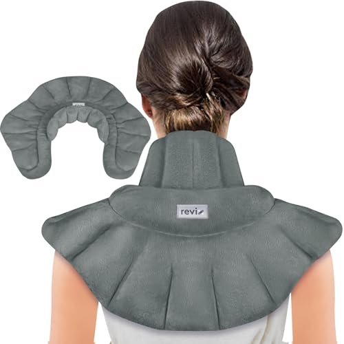REVIX Neck Heating Pad Microwavable, Weighted Heat Wrap for Neck Shoulders - color: Darkgray