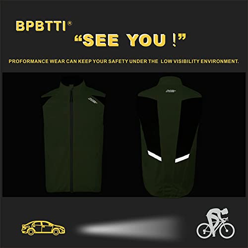 bpbtti Men's Cycling Running Vest Sleeveless Windbreakers With Two side Pockets(2.0) - Windproof, Breathable and Reflective - color: Yellow, size: Large