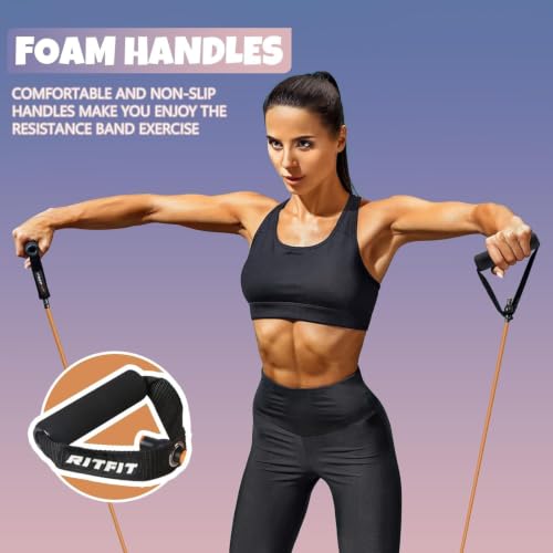 RitFit Single Resistance Bands with Handles Door Anchor for Home Gym - size: 10-15lbs