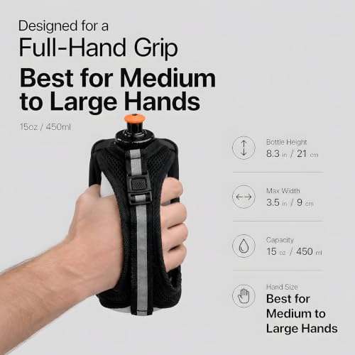 HECHZSO Ultra-Lightweight 52g Running Water Bottle, 15oz 450ml Soft Flask with Leak-Proof Bite Valve, Anti-Collapse Replacement Flask Exclusively Designed Handheld Packs (Bottle Only)