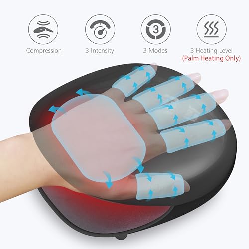 COMFIER Wireless Hand Massager with Heat -3 Levels Compression & Heating,Rechargeable Hand Massager Machine for Carpal Tunnel,【2026】Fathers Day Gift for Men(Black) - color: Black