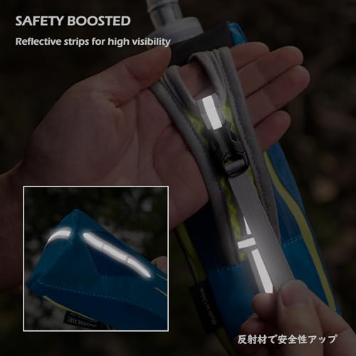 TRIWONDER Handheld Water Bottle Bag for Running, Quick Grip with Hand Strap Fit 17 oz Soft Flask Hydration Pack (A-Blue Handheld Bag) - color: A-Blue Handheld Bag