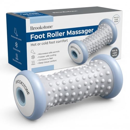 Brookstone Foot Roller Massager Plantar Fasciitis - Hot and Cold Foot Roller Massage for Tension Relief - Microwave & Freezer Safe - Relax The Muscles with Plantar Fasciitis Rollers (Gray) - color: Gray