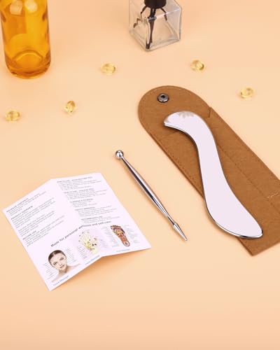 Stainless Steel Acupressure Pen and Scraper Set, 2-Piece Body Gua Sha Tools