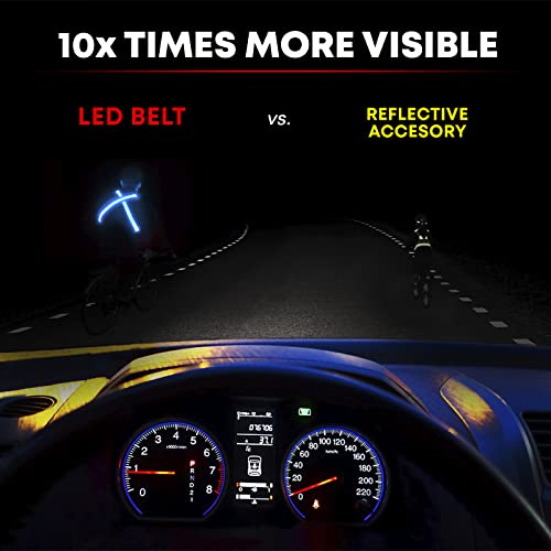 ILLUMISEEN LED Reflective Belt Sash | High Visibility LED Lights with 2 Lighting Modes | Adjustable Quick Release Buckle | USB Rechargeable, No Batteries Needed | Weatherproof Professional Safety Gear - color: Blue