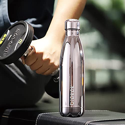 BJPKPK 17 oz Insulated Water Bottle, Stainless Steel Flask, Leak Proof - color: Shining Rose Gold, size: 17 Ounces