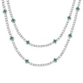 LuxeFlex 4mm Iced Out Four Leaf Tennis Chain,White Gold Plated with 5A Zircon Stones, exquisite Handmade Hip Hop Bling Necklace Perfect Unisex Jewelry Gift - color: White Gold-Green, size: 20 INCH