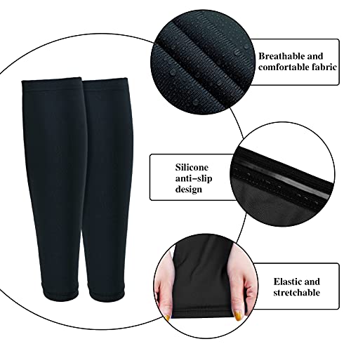 Sintege 3 Pairs Calf Compression Sleeves Women Men, L, Black - color: Black, size: Large