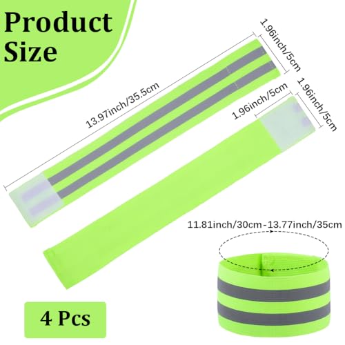 CREATCABIN 4 Pack Reflective Arm Strap Green Event Wristbands Green Yellow Polyester Reflectors Night Light High Visibility H - color: Green Yellow
