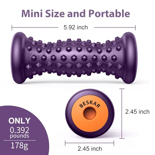 BESKAR 2 Pack Foot Rollers Bundle Deal- Black and Dark Purple, Foot Massage Roller for Relief Plantar Fasciitis