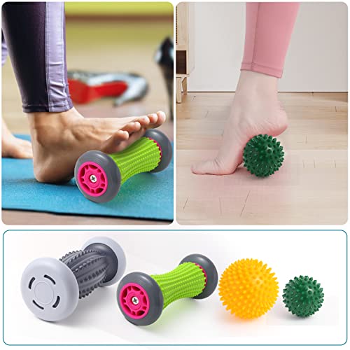 Plantar Fasciitis Relief, Foot Roller & Massager for Plantar Fasciitis, Neuropathy & Reflexology - 2 Foot Massage Roller & Ball (Green, Large)