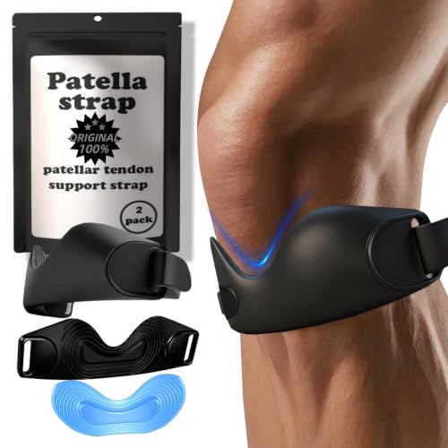 Stryde precision knee strap- 2 Pack Silicone Patellar Tendon Support Strap for Jumpers Knee, Patellar Tendonitis, Pain Relief, Patella Band, Knee Strap for Running, Hiking, Basketball, Soccer，Volleyball, Tennis, Workout(Onyx Black)