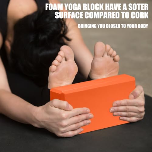 Septo 2 Pcs Yoga Blocks, 9x6x3 Inch Foam Blocks for Pilates - color: Orange