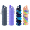 Collapsible Water Bottles 4 Pack 500ml (Grey+Purple+Blue+Pink) - color: Grey+Purple+Blue+Pink