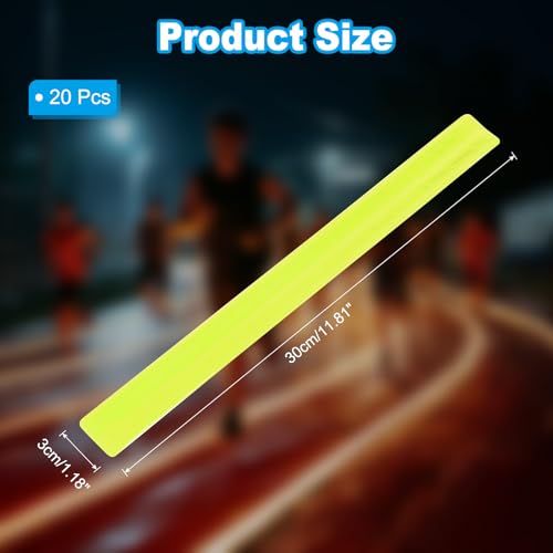 Reflective Slap Bands, 12 Pcs Reflector Band Snap Bracelet Armbands High Visibility Safety Reflectors Wrist Strap Strips for Night Jogging Cycling Running, Fluorescent Yellow