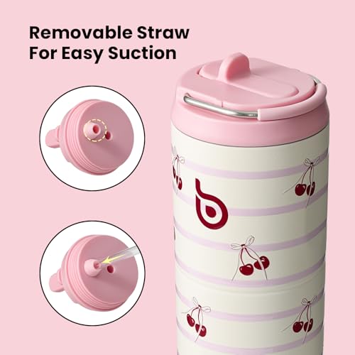 BOTTLE BOTTLE Insulated Water Bottle 24oz with Straw Lid and Handle Sports - color: Happy Cherry