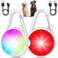 2 Pack Dog Collar Light, 4 Modes Clip On Dog Lights for Night Walking, Glow in the Dark LED Pet Collar Charm, Rechargeable Pet Camping Essentials for Nighttime Running, Cycling, Hiking(White) - color: White