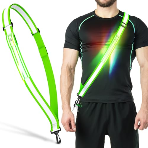 Ylzzrs LED Reflective Belt Sash Walking Gear,Safety Lights for Walkers at Night,High Visibility Safety Rechargeable Reflective Running Gear for Men Women Kids Night Dog Walking Gear - color: Colorful lights
